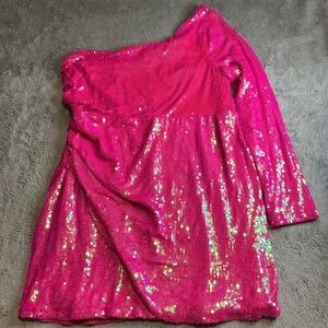 FAERIESTY Sequins Cocktail Dress Size 3XL Plus Size Barbie Pink.